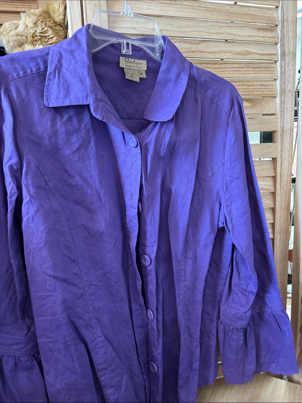 Boutique Essentials Purple Linen Shirt XL
